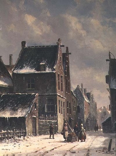 A Dutch Town in Winter by Adrianus Eversen