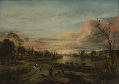 Landscape at Sunset by Aert van der Neer