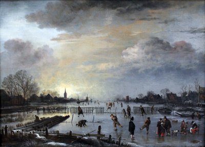 Winter Landscape with Skaters by Aert van der Neer