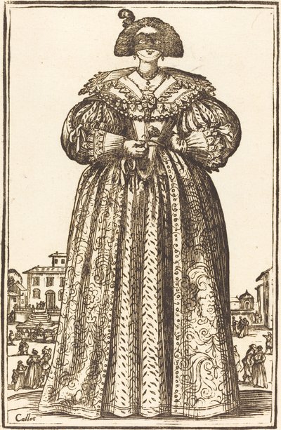 Masked Noble Woman by After Jacques Callot