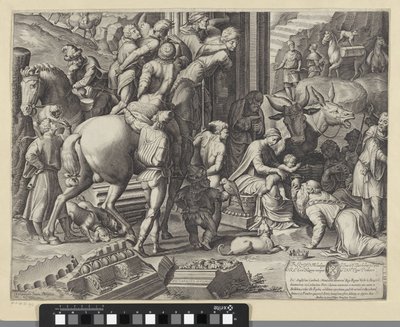 Adoration by the Kings (bottom left part) by Agostino Carracci