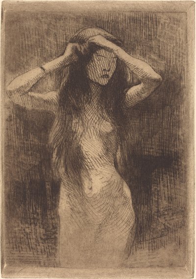 Nude Girl Combing Her Hair by Albert Besnard