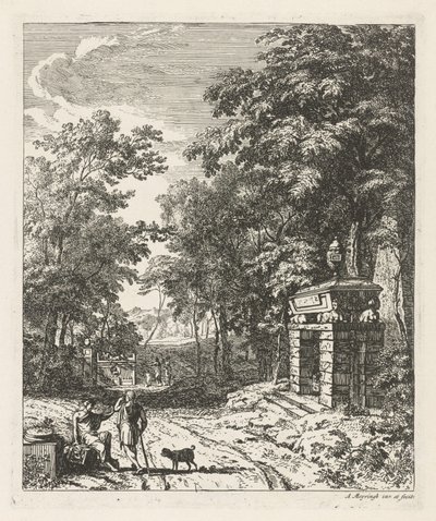 Two People by a Tomb Monument (Landscapes series) by Albert Meyering