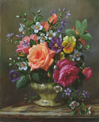 AB1112 Roses and Pansies by Albert Williams