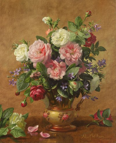 Roses in a Rose-Enamelled Vase by Albert Williams