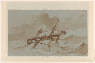 Two-Master on High Seas by Albertus van Beest