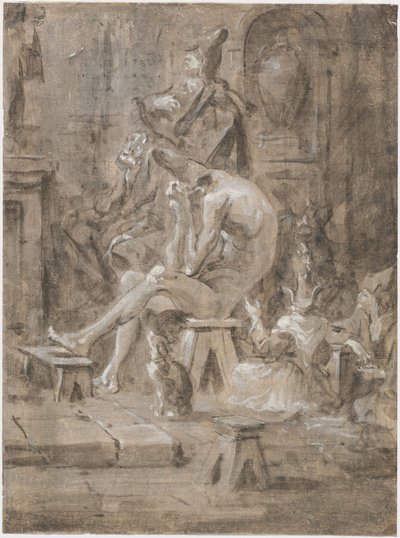 A Penitent at a Quaker Sermon by Alessandro Magnasco