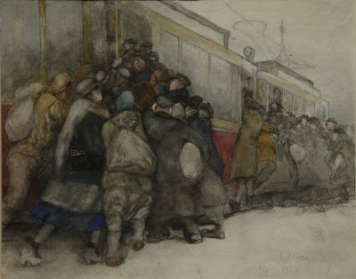 By the Tram by Alexander Ivanovich Vakhrameyev