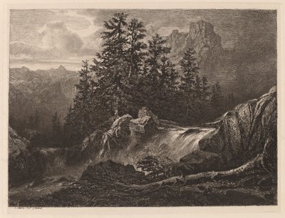 Mountain Waterfall by Alexandre Calame