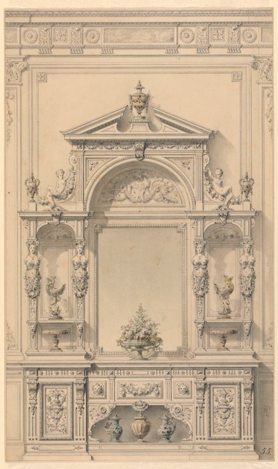 Design for Vestibule Furniture by Alexandre Eugène Prignot