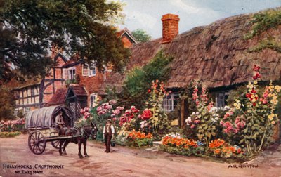 Hollyhocks, Cropthorne, Evesham by Alfred Robert Quinton