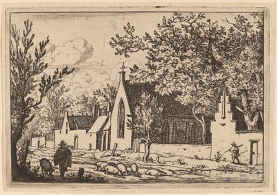 Swine Herd near a Chapel by Allart van Everdingen
