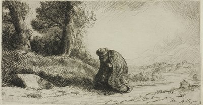 A Vagabond Walking Along a Lane by Alphonse Legros