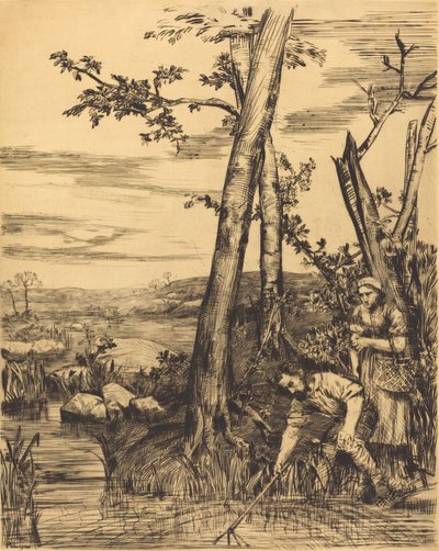 Fishing for Crayfish by Alphonse Legros