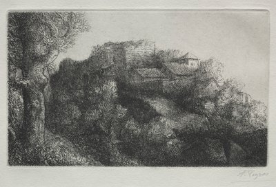 Landscape (with buildings) by Alphonse Legros