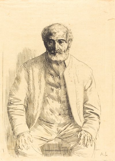 Old Man Seated by Alphonse Legros