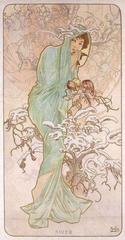 Winter by Alphonse Mucha