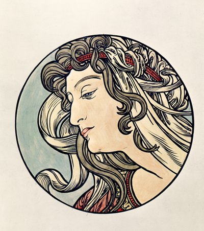 Head of a Woman by Alphonse Mucha