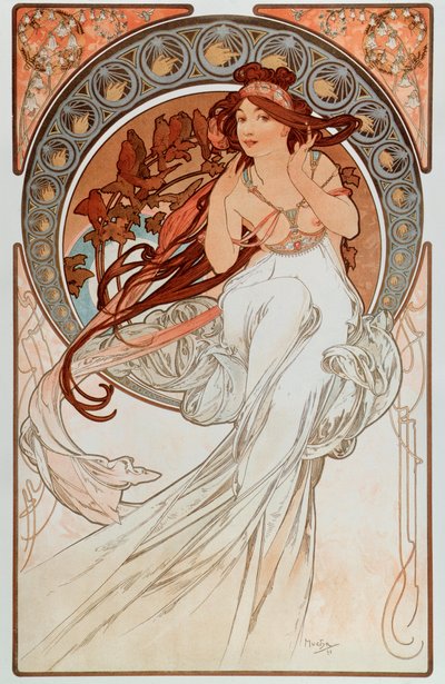The Music. From a series of lithographs by Alphonse Mucha