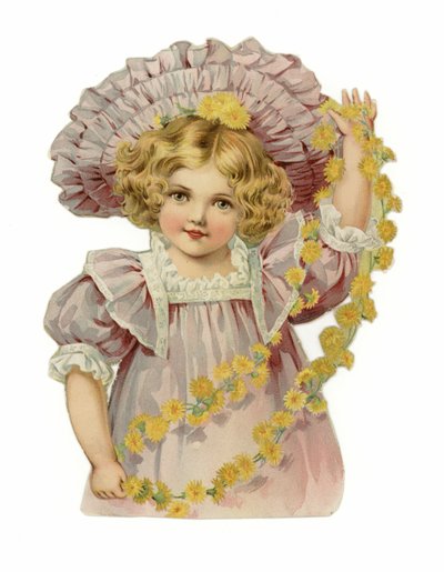 Girl with Garland of Flowers by American School