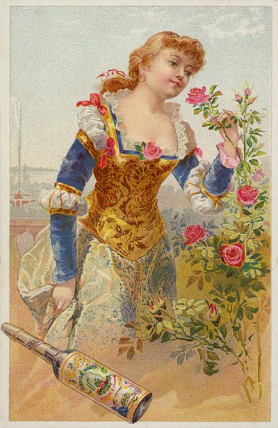 Lady Smelling Roses by American School