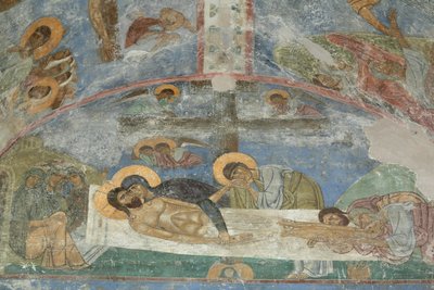 The Entombment of Christ by Ancient Russian frescos