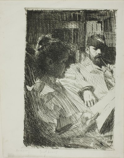 Reading (Mr. and Mrs. Ch. Deering) by Anders Leonard Zorn