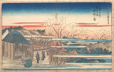 Morning Cherries at Yoshiwara by Ando Hiroshige