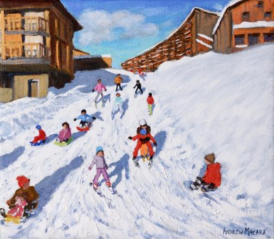 Christmas Sledging, Les Arcs by Andrew Macara