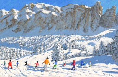 Colourful Skiers, Val Gardena, Italy by Andrew Macara