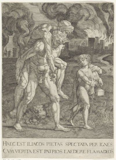 Aeneas Flees with His Family from Troy by Anonymous