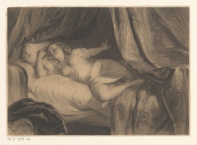 Half Naked Sleeping Young Woman by Anonymous