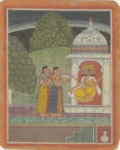 Khambavati Ragini with God Brahma by Anonymous