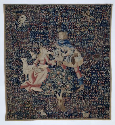 Millefleurs with Shepherd and Shepherdess (fragment) by Anonymous