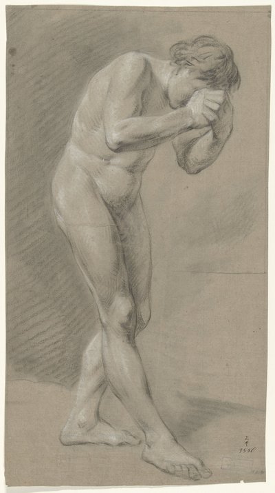 Standing Male Nude, Bent Forward to the Right by Anonymous