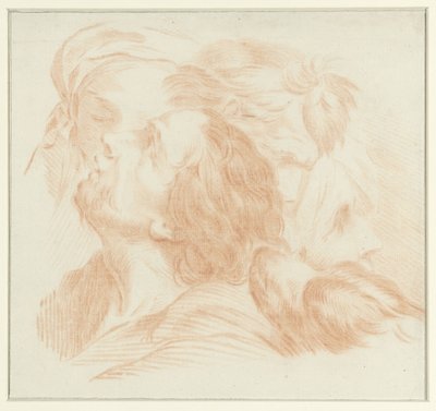 Study Sheet with Heads of Men and a Dog