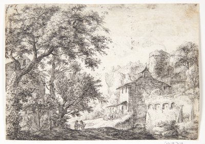 City Wall with an Inn by Anthonie Waterloo