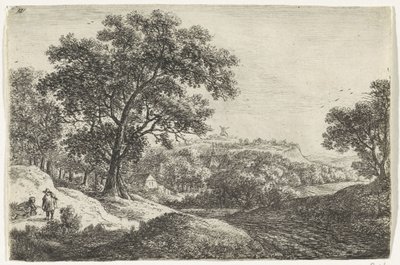 Hill Landscape with a Village by Anthonie Waterloo