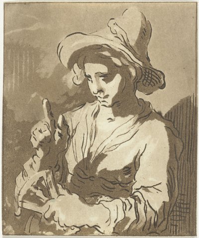 Young Woman with Fan by Anthonie van den Bos