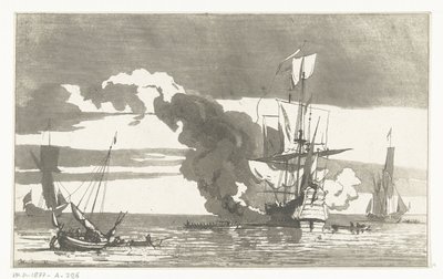 Naval Battle by Anthonie van den Bos