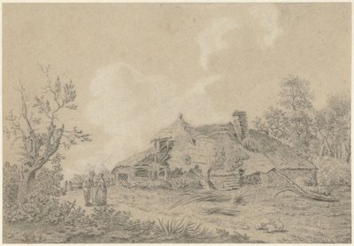 Farmhouse with Two Figures by Antoine Daniel Prudhomme