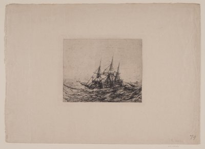 A Brig in Rough Sea by Anton Melbye