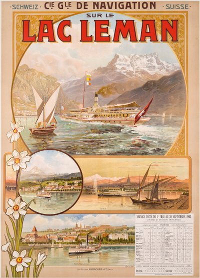 Poster advertising Lac Leman (Lake Geneva), Switzerland by Anton Reckziegel