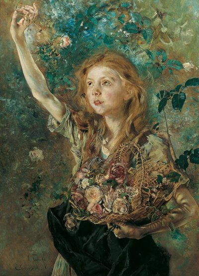 The Rose Picker by Anton Romako