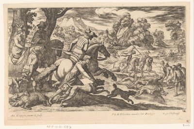 Boar Hunt (Hunting Scenes, part 5) by Antonio Tempesta