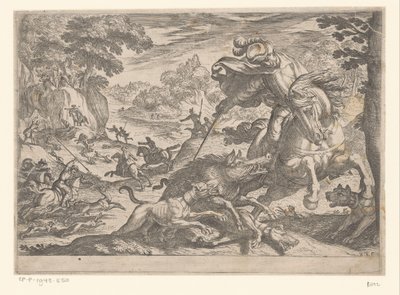 Boar Hunt (Hunting Scenes, Part 6) by Antonio Tempesta