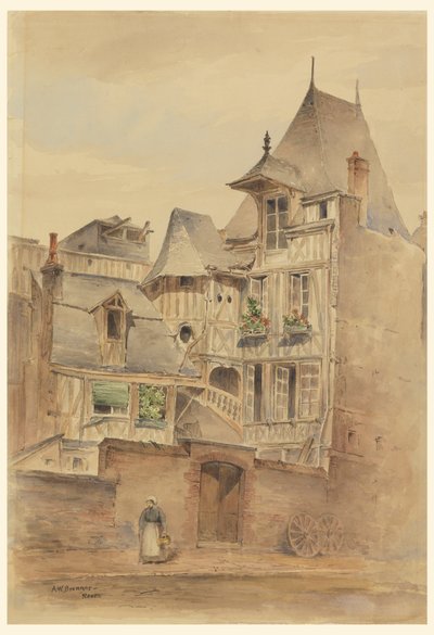 Street Scene with Medieval Houses by Arnold William Brunner