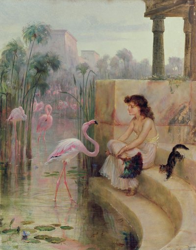 A Girl with Flamingos by Arthur Drummond