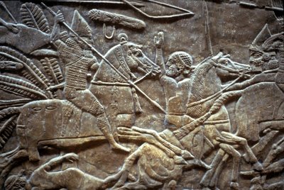 Ashurbanipal at the Battle of Til-Tuba, 650-620 BC by Assyrian