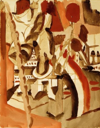 Girl in Front of a City by August Macke